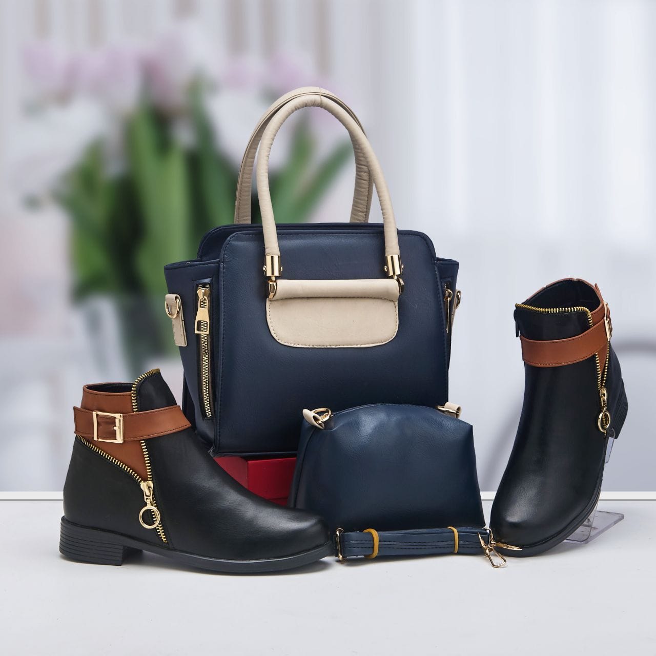 باقة الأناقة المتكاملة – صباط وصاك بنفس اللون + حقيبة مجانية مع كل طلبية