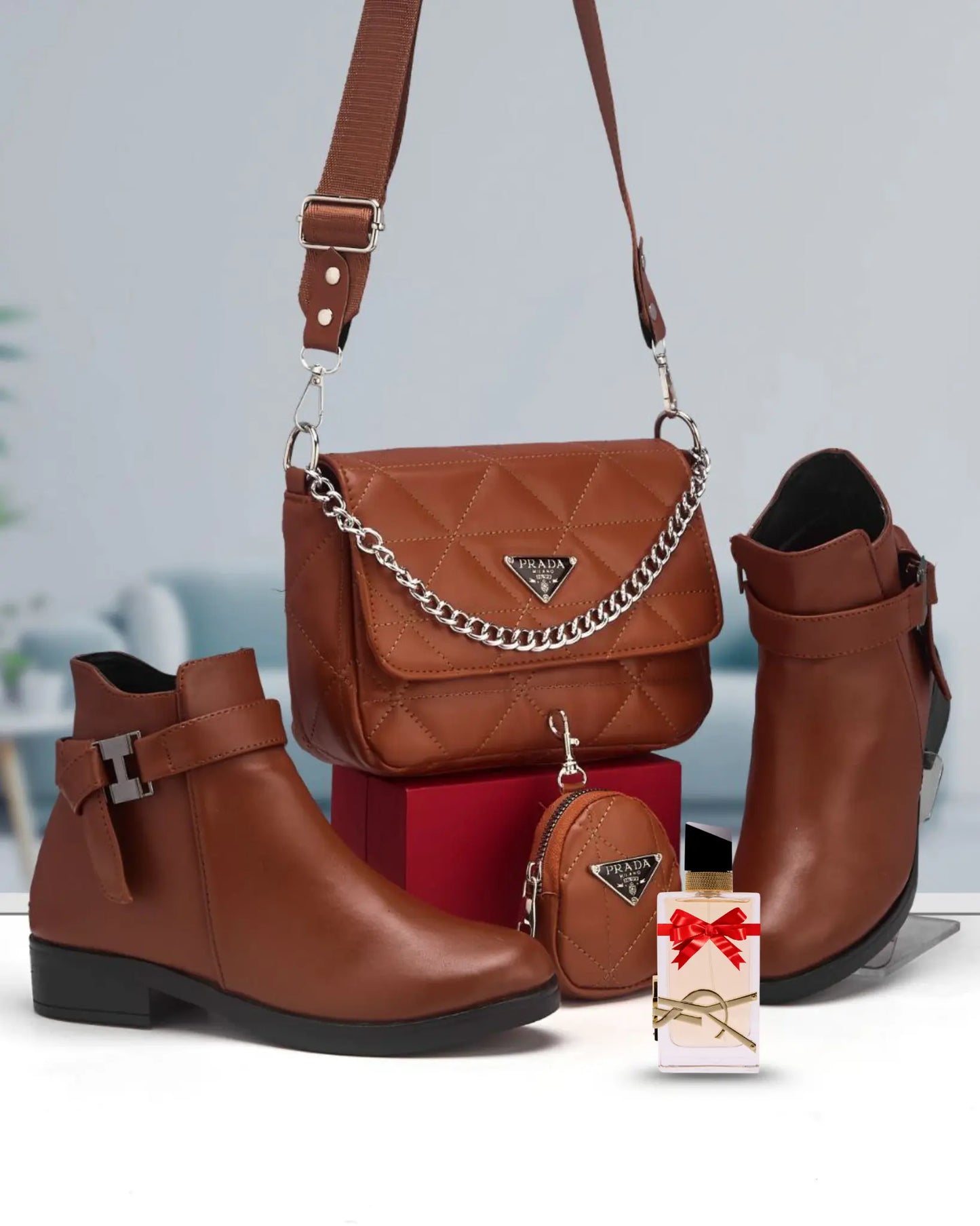 باقة الأناقة المتكاملة – صباط وصاك بنفس اللون + عطر مجاني مع كل طلبية/ brada