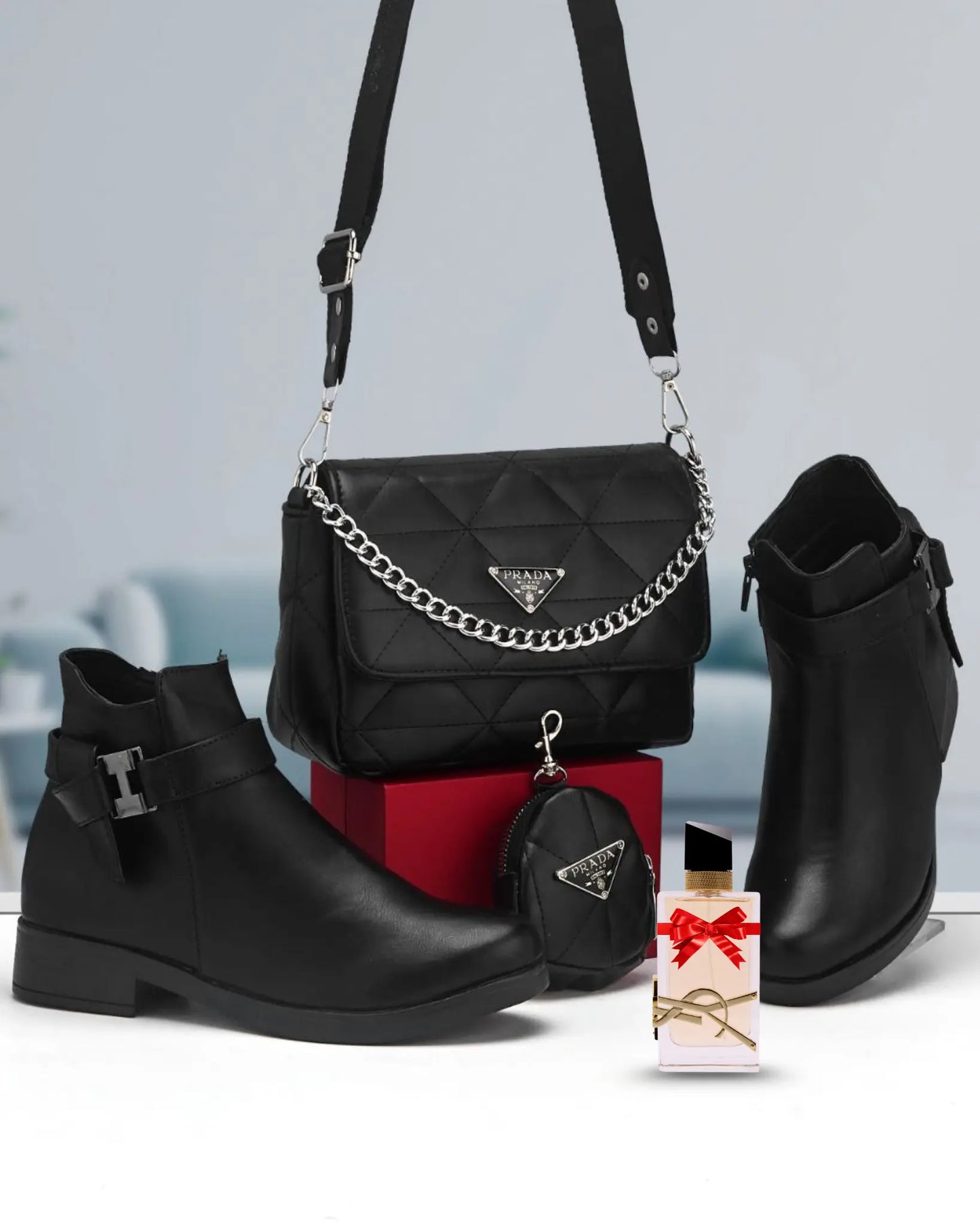 باقة الأناقة المتكاملة – صباط وصاك بنفس اللون + عطر مجاني مع كل طلبية/ brada